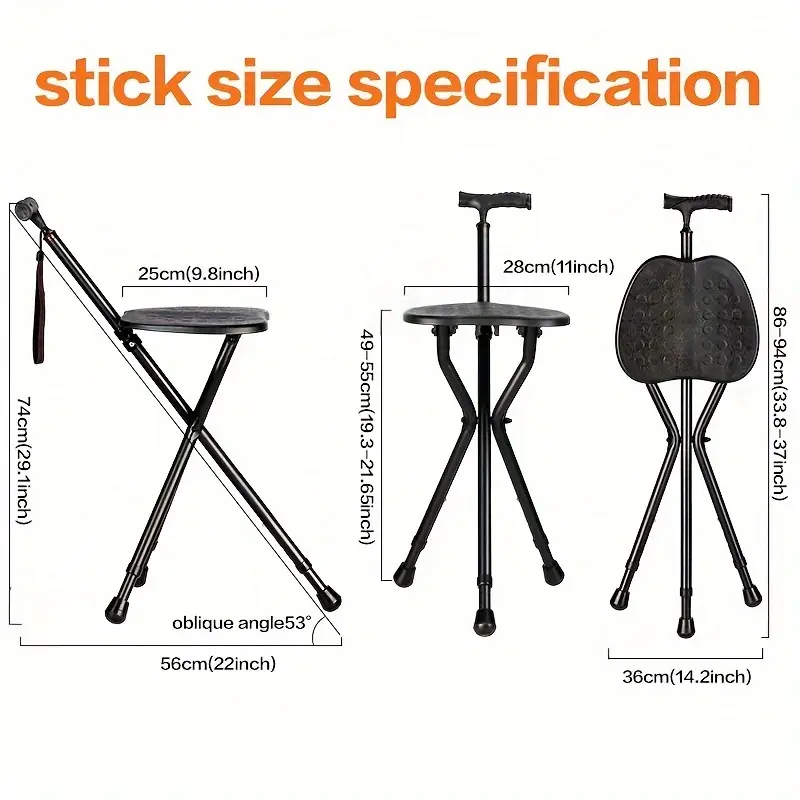 Durable Folding Walking Stick Chair - Image 4