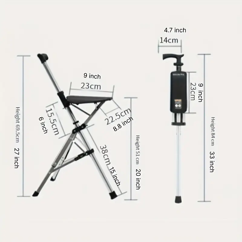 Multifunctional Folding Cane with Stool - Image 4